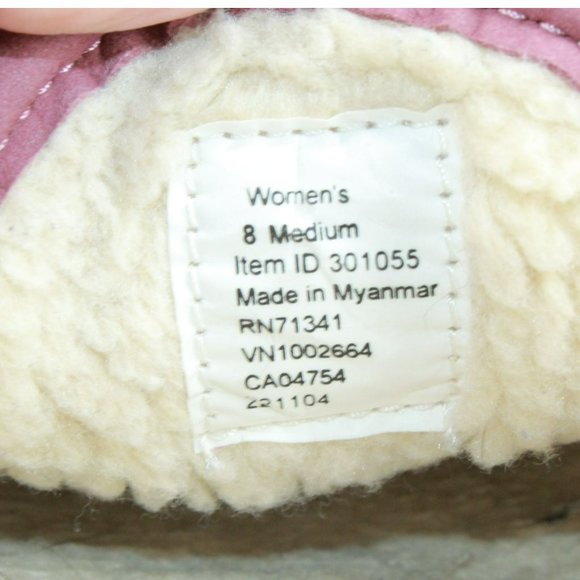 LL Bean Pink Suede Slip On Fleece Lined Mountain Moccasin Slippers Size 8 M - Picture 8 of 9